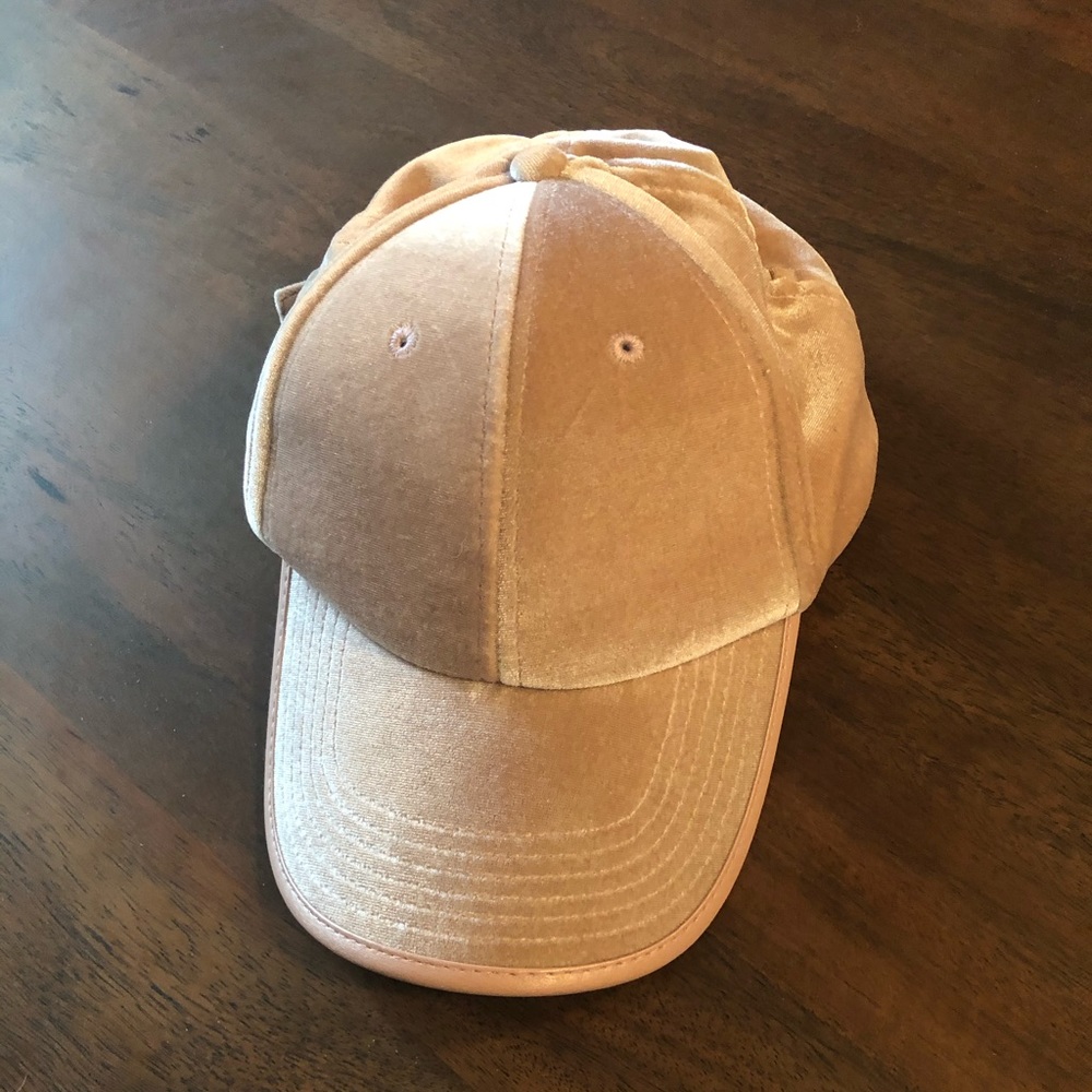 Free People Light Pink Velvet Baseball Cap